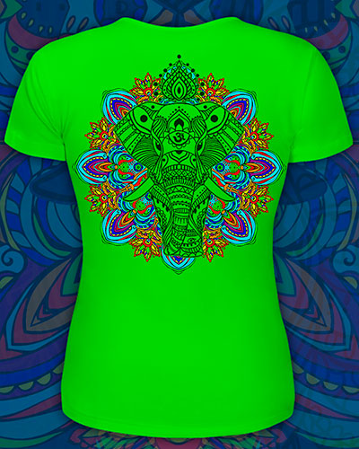 Indian Elephant T-shirt, glow in UV